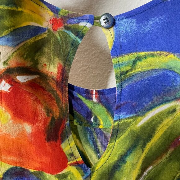 Jams World Fruit Cherry Hawaiian Floral Sundress Tropical Beach Resort M/L Rayon - Picture 4 of 8